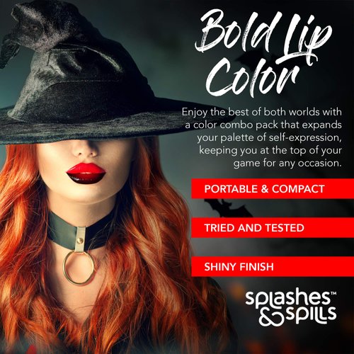 Luxurious Red Lip Gloss - Vibrant Color with Full Coverage and Shiny Finish, Moisturizing Formula Nourishes Lips - 2 Pack - by Splashes & Spills