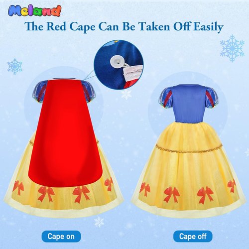 Meland eland Princess Dresses for Girls, Princess Dress Up for Girls 3-8 Princess Costume for Girls Birthday Gift Halloween Costume