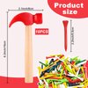 AIHSUMC 10 Pcs Kids Wooden Hammer Toy with 100 Pcs Colorful Wood Golf Tees, Small Plastic Hammer Simulation Hammers Educational Toys for Children Gift Birthday Party (Red)