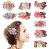 9Pcs Flower Hair Clips Artificial Rose Hair Barrettes Floral Wedding Beach Party Decor Hair Accessories for Women Girls