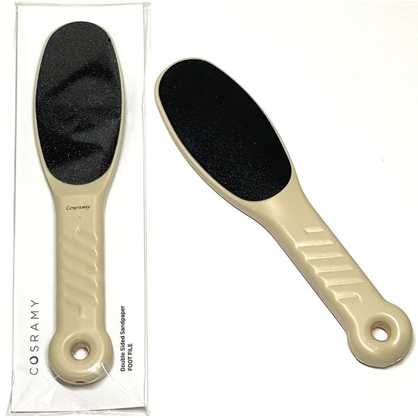 COSRAMY Double-Sided Sandpaper Foot File with a Handle, Rasp Foot File and Callus Remover. Best Foot Care Surface to Remove Hard Skin. Professional Foot Scrubber Can be Used on both Wet and Dry Feet