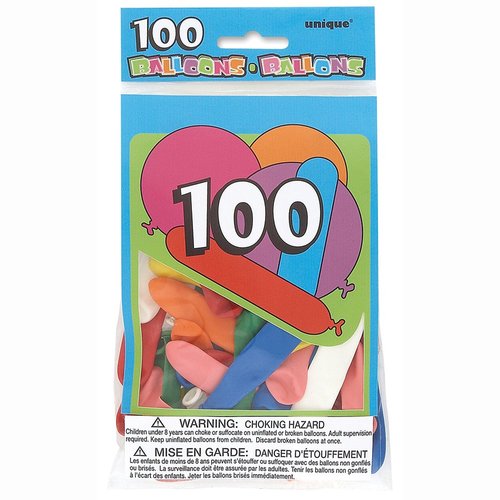 Assorted Party Balloons (100-Pack) - Vibrant & Durable Latex Balloons, Perfect for Birthdays, Events, & Decor