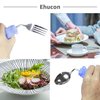 Ehucon Adaptive Utensils Angled Spoon and Fork for Hand Tremors Parkinsons,Weighted Utensils with Non-Slip Easy Grip Handles for Independent Eating (1pcs Spoon+1pcs Fork=2 pcs,Purple,Right Hand)