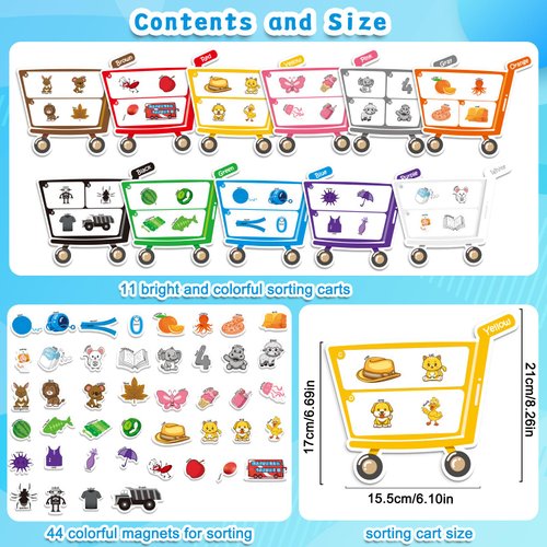 Magnetic Color Sorting Set, Color Sorting Magnets for Toddlers Alphabet Games Learning ABC Letter Recognition Color and Shape Matching Game, Preschool Learning Activity Fridge Magnets for Toddlers