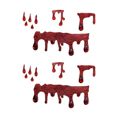 Halloween Cospaly Face Jewels Vampire Blood Costume Festival Face Gems Stick on Rhinestone Tattoo Stickers Pasties Self Adhesive Temporary Tattoos Fashion Jewelry for Party (Vampire 2Pcs)