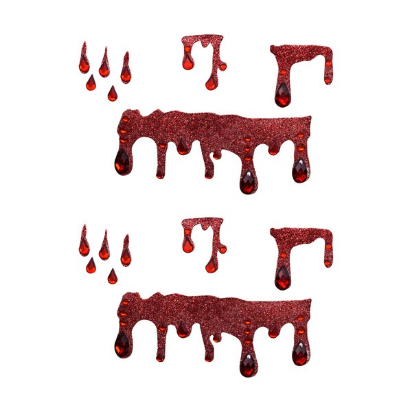Halloween Cospaly Face Jewels Vampire Blood Costume Festival Face Gems Stick on Rhinestone Tattoo Stickers Pasties Self Adhesive Temporary Tattoos Fashion Jewelry for Party (Vampire 2Pcs)