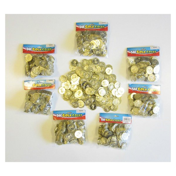 1000 PLASTIC GOLD COINS PIRATE TREASURE CHEST PLAY MONEY BIRTHDAY PARTY FAVORS