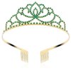 FASOTY Gold Tiara Green Crystal Crown with Combs Elegant Princess Tiaras and Crowns for Women Girls Rhinestone Headband for Bridal Wedding Birthday Party Prom