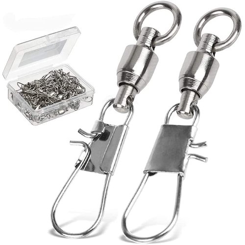 AMYSPORTS Fishing Swivels with Interlock Snap Ball Bearing Swivels Fishing Snap Swivels Saltwater Freshwater Fishing Tackle Leader Lure Jigs Line Fishing Connector 25pcs 88lbs