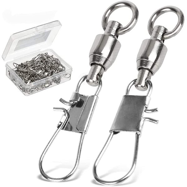 AMYSPORTS Fishing Swivels with Interlock Snap Ball Bearing Swivels Fishing Snap Swivels Saltwater Freshwater Fishing Tackle Leader Lure Jigs Line Fishing Connector 25pcs 88lbs