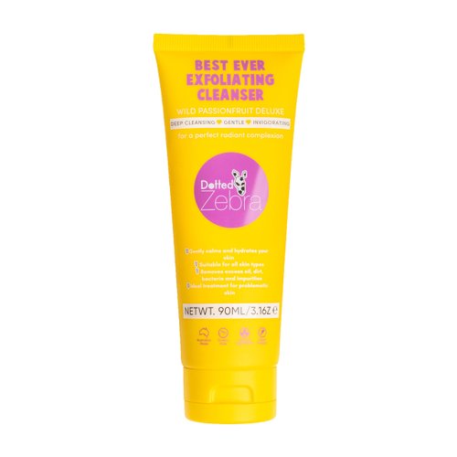 Dotted Zebra Best Ever Exfoliating Cleanser, 3.16 oz - Vegan Face Wash - Real Passionfruit - Face Exfoliator with Micro-Wax Beads - For All Skin Types
