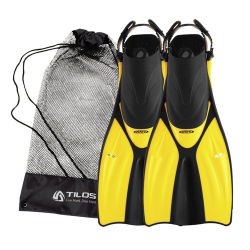 Tilos Getaway Snorkeling Fins Open Heel Fins (Yellow, ML/XL (9-13))