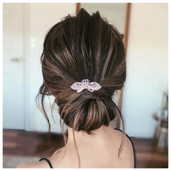 Erimberate Bohemian Sparkly Rhinestone Hair Clip Barrette Floral Hair Barrette Crystal Wedding Hair Clip Gold Cz Paved Hair Barrette Vintage Headclips Bride Barrette Headwear Bridal Hair Accessories