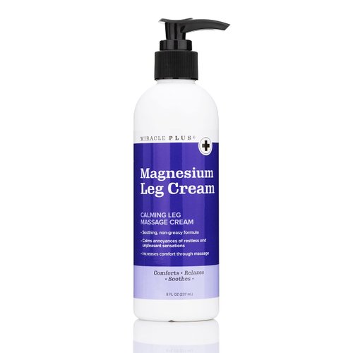 Miracle Plus Magnesium Cream For Leg Relief | Magnesium Lotion Calming Leg Cream Herbal Moisturizer Topical Body Butter Soothes + Calms Sensations, Itching, & Shaking, 8 Oz