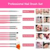 22 Pcs Nail Art Brushes Set, 1 Pcs Resin Nail Art Palette, 15 Pcs Nail Art Brushes, 5 Pcs Nail Art Dotting Pens, 1 Pcs Cosmetic Makeup Spatula Stirring Rod, Nail Design Tools for Nail Art Home Salon