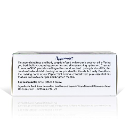 Coco Fiji Soap Bar for Face and Body Infused With Organic Coconut Oil, Peppermint, Essential Oil, Natural Soap for Moisturizing & Pore Purifying Skin, 7 oz,Pack of 2