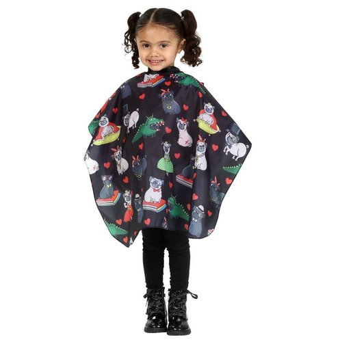 Kids Size Pug Barber Cape For Hair Cutting at Home or Professional Salon, Barber Shop Hair Cutting Cape Adjustable Neck with Plastic Snaps, Little Girl