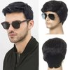 Short Male Black Wig Straight Synthetic Wigs Men Short Natural Black Hair Wig with High Temperature Fiber for Daily Use Fashion Hairstyle Fake Hair