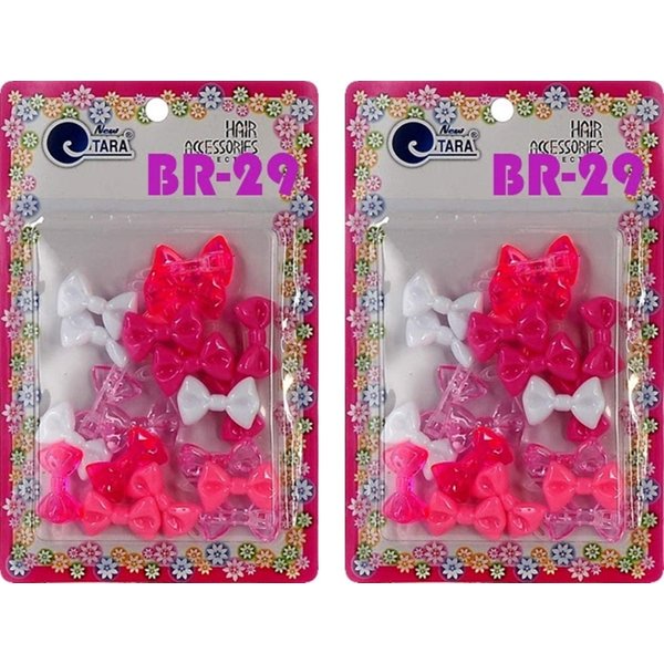 Tara Girls Self Hinge Plastic Bow Hair Barrettes Selection Pack Of 2 (BR29)