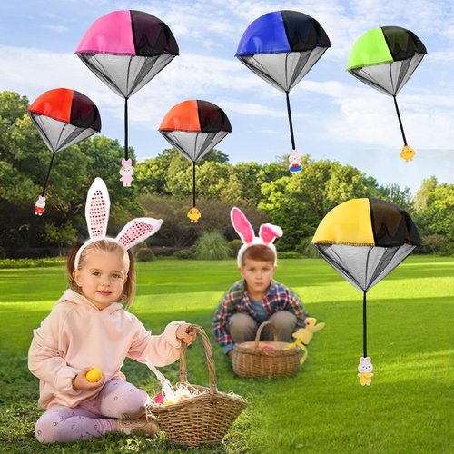 Babycop Easter Basket Stuffers, 6 Pack Prefilled Easter Eggs with Parachute Toys Gifts for Kids Toddlers Teens Girls & Boys