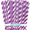 Outside the Box Papers Purple Stripe, Chevron and Polka Dot Paper Straws 7.75 Inches 75 Pack Purple, White