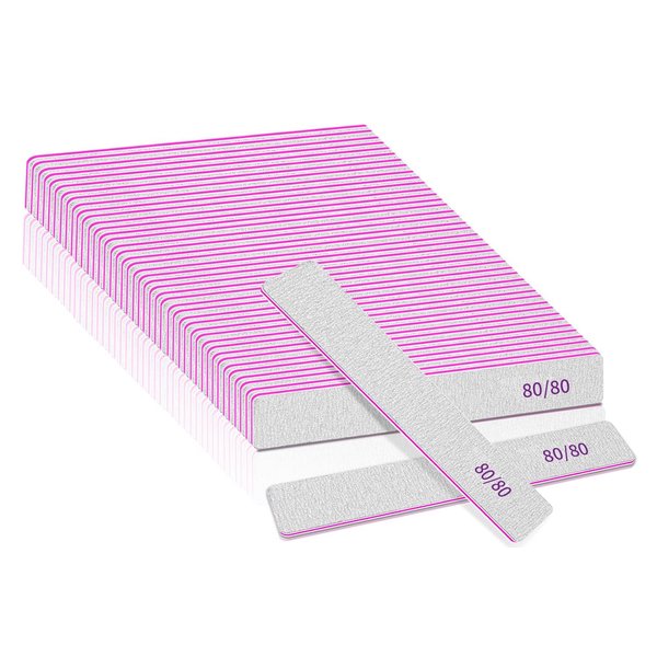 25pcs Nail Files 80 Grit, BLESWIN 80/80 Grit Nail Files, Jumbo Nail Files for Acrylic Nail, Double-Sided Emery Board Nail Filer for Manicure, Pedicure, and Acrylic Nails