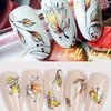 Autumn Maple Leaf Nail Art Stickers Fall Leaf Nail Decals 6PCS Leaf Plant 3D Self-Adhesive Nail Art Supplies Decals Fall Sticker for Nails Holiday Manicure Accessories for Women Nail Art Decorations