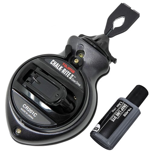 Tajima Chalk Line - Chalk-Rite II Chalk Box with Extra Bold 1mm Snap Line & Five Gear Quick Retrieval - CR201C-CPI