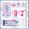 Faccito Mermaid Party Favors Mermaid School Stationery Set Class Reward Gift Notebooks Pencils Sharpener Erasers Stickers Sharpeners Stampers Mermaid Birthday Decoration Supplies (Beautiful,86 Sets)