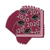 Creative Converting Class of 2020 Burgundy Grad Beverage Napkins, 5"