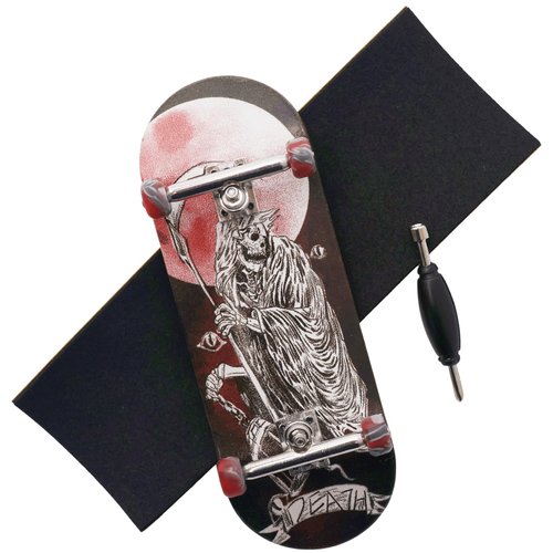 RACOFSB Pro Fingerboard 34mm Wooden Board Professional Finger Skateboard Trucks CNC Swirl Wheels (Death)