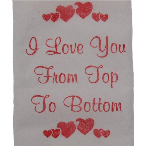 JustPaperRoses I Love You from Top to Bottom Printed Toilet Paper Gag Gift, Funny Novelty Valentine's Day or Anniversary Present for Him or Her