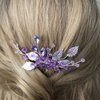 Kercisbeauty Something Purple Crystal Silver Hair Comb for Wedding Brides Handmade Boho Leaf Hair Accessories for Dancing Prom (Purple)