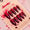 RUOKEXIN 30Pcs Halloween Press on Nails Red Long Stiletto Fake Nails Solid Color False Nails with Designs Red Cat's Eye Nail Press ons Mirror Artificial Nails Holiday Stick on Nails for Women