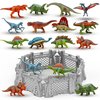 Oriate 12PCS Mini Dinosaurs Figures Figurines Toys for Kids 3-5 5-7, Capture n Escape Dino World Playset, Including 6 Dinosaur Fences, Realistic Jurassic Sets for Kids Birthday Gifts Cake Topper
