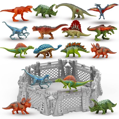 Oriate 12PCS Mini Dinosaurs Figures Figurines Toys for Kids 3-5 5-7, Capture n Escape Dino World ...