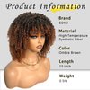 SOKU Short Kinky Curly Full Wigs with Bangs 10 Inch Ombre Brown Curly Wigs for Black Women Non Lace Glueless Synthetic Wigs Heat Friendly Afro Bomb Curly Wig for Daily Wearing
