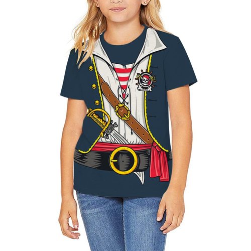 Kid's Print 3D Pirate Costume Halloween T Shirts Funny Cruise Pirates T-Shirt (US, Age, 9 Years, 10 Years, Phai04)