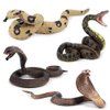 Realistic Wild Life Jungle Animal Action Figures Model Playset Fake Snake Model Party Favors Supplies Cake Toppers Set Toys for Boys Girls Kid (4 PCS)