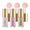 Hulyfw 3Pcs Glitter Lip Oil,Moisturizing Lip Glow Oil Big Brush Head Long Lasting Hydrating Shimmery Transparent,Glass Lip Glow Oil Non-sticky Shiny Primer Plumping Lip Gloss