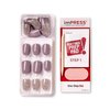 KISS imPRESS Press-On Manicure, Nail Kit, PureFit Technology, Short Press-On Nails, Square, 'Flawless', Includes Prep Pad, Mini Nail File, Cuticle Stick, and 30 Fake Nails Purple and Silver