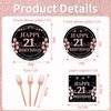 Rakuto 21st Birthday Party Tableware - 96PCS 21st Party Plates Napkins Forks Supplies Rose Gold 21st Birthday Party Supplies Decorations Girls Happy 21st Birthday Party Dinnerware Decor (24 Guests)