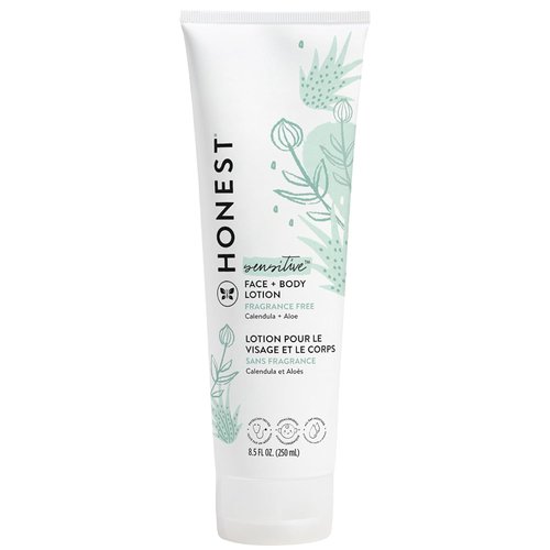 The Honest Company Hydrating Face + Body Lotion | Fast Absorbing, Naturally Derived, Hypoallergenic | Fragrance Free Sensitive, 8.5 fl oz
