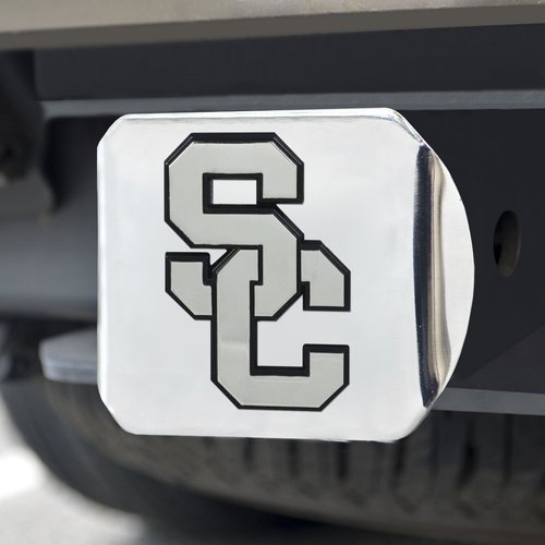 FANMATS 14975 Southern California Trojans Chrome Metal Hitch Cover with Chrome Metal 3D Emblem
