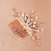 BERYUAN Bridal Pearls Crystal Rhinestone Hair Comb Pearls Beads Teardrop Crystal Hair Accessories Bridal Hair Piece for Wedding Boho Wedding Hair Comb for Brides Bridesmaid (gold)
