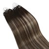 Ugeat Microlink Hair Extensions Real Human Hair Balayage Dark Brown to Ash Blonde Mix Brown Microring Hair Extensions Human Hair Silky Straight Micro Bead Human Hair Extensions 20 Inch 50s