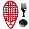 KOUPA Silicone Curly Hair Brush with Pick Comb, One Piece Twist Curl Comb for Afro Curls, Washable Hair Tool for Men Women, Red