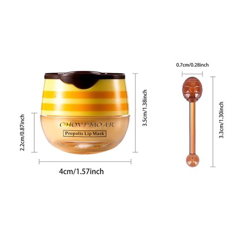 Honey Lip Balm Pot, Propolis Lip Mask, Strawberry Hydrating Propolis Lip Sleeping Mask, Prevent Dry&Cracked, Lip Repair Nourishes the Lip Skin (2pcs Honey & 2pcs Strawberry)