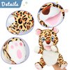 Hopearl Plush Cheetah Hand Puppet Leopard Wildlife Puppet with Open Movable Mouth for Imaginative Play, Role Play, Interactive Toy for Storytelling Teaching Puppet Theater, Gifts for Kids, Brown, 11''
