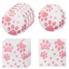 KHAIVI Dog Birthday Party Supplies,Paw Print Party Supplies,Paper Plates Napkins,Puppy Birthday Decorations for Kid